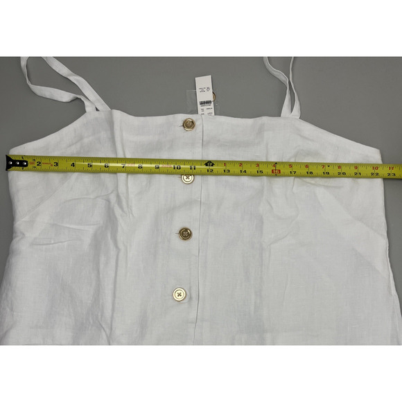 J Crew Claudia Dress in Linen XXL White Shift Square Neckline Button Up Retro - Picture 9 of 14